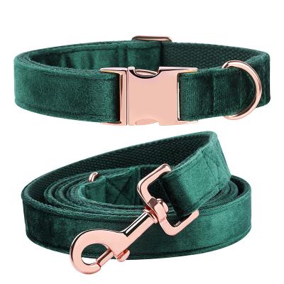 China Personalized Pink Layer Microfiber Rose Gold Buckle Double Velvet Dog Collar for sale