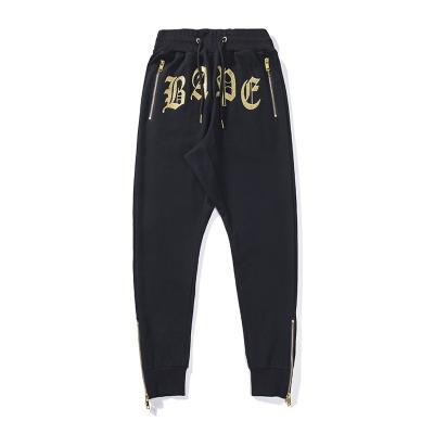 China BAPE Gold Embroidery Zipper Pants Youth Multi-pocket Men's Casual Straight Warm Anti-Static Monkey Main Sports Sweatpants Springs for sale