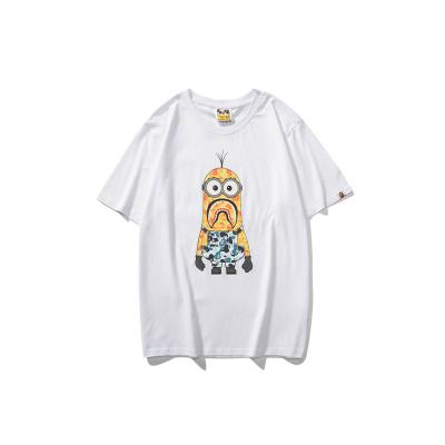 China Summer Men's Anti-Shrink Monster Cartoon Shark Sleeve Shorts BAPE Googly Cotton Crewneck Printed Half Sleeve T-Shirt for sale