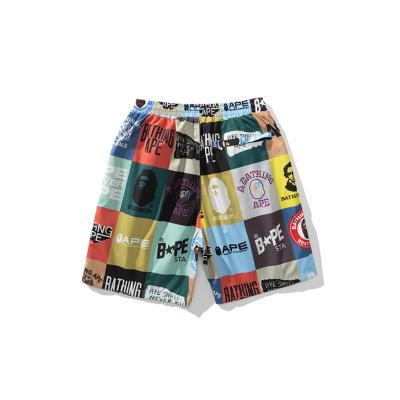 China BAPE Anti-wrinkle shorts men's polyester thin style cartoon splicing ape teen casual man summer beach nickel main pants for sale