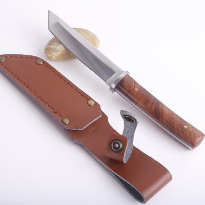 China Quick Handle High Quality Fixed Blade Rosewood Stainless Steel Knife Carry Camping Outdoor Tactical Hunting Knife for sale