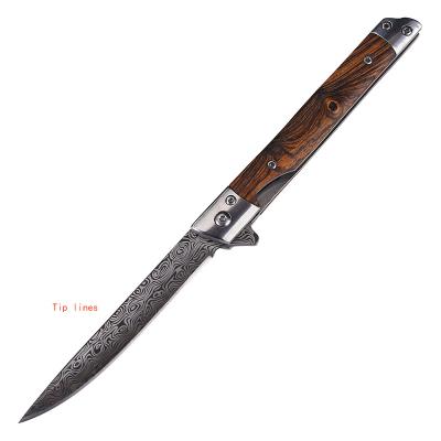 China Quick-change quick shipping high quality stainless steel pocket knife with laser horse blade and sandalwood handle outdoor knife for sale