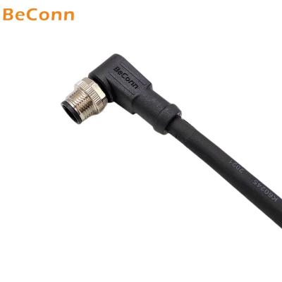 China Automotive M12 A, B code 3pin 4pin 5pin 8 Pin Circular sensor connector overmolded with M12 4pins cable right angle male plug IP67 waterproof for sale