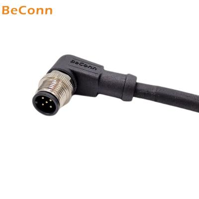 China M12 Right Angle A-code 4pin 5pin Automotive IP68 Male Cable Connector Threaded Waterproof M12 Sensor Connector for sale