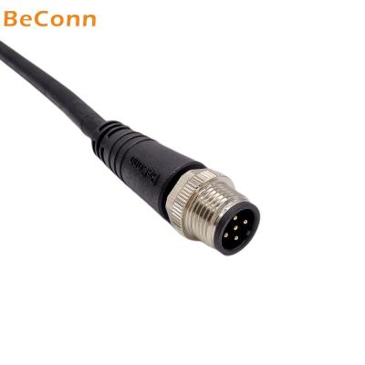 China M12 Automotive A-code 5pin IP68 Threaded Male Cable Connector With Cable for sale