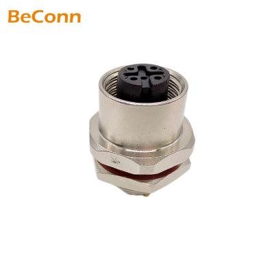 China Power M12 5Pin Female A-code Pins Panel Mount Waterproof Connector For Electrical Device for sale