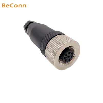 China audio & M12 8Pin Female Video A-Code Cable Connector With Screw Pins For Field Installation for sale