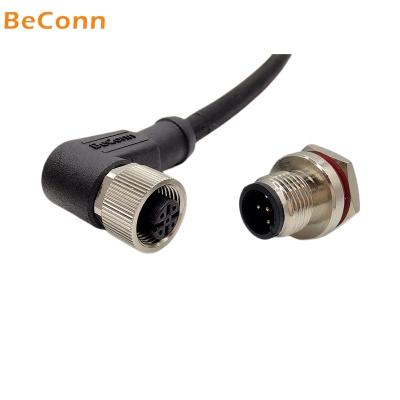 China M12 5Pin Automotive Un-code Female Cable Connector IP68 M12 Right Angle Sensor Connector With Cable for sale