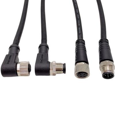 China M12 A-code 3pin 4pin 5pin automotive male female cable connector ovemolding with cable for sale