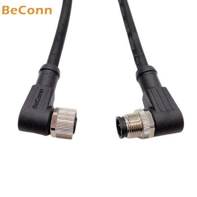 China M12 A-code 4pin 5pin Right Angle Automotive IP68 Male Female Cable Connector Threaded Waterproof M12 Sensor Connector for sale