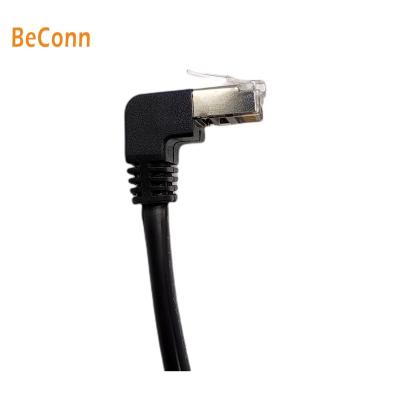 China Overmolded 8P8C RJ45 Right Angle Socket RJ45 Connector Rectangle Extension Cable With Dual Crystal Head RJ45 Ends for sale