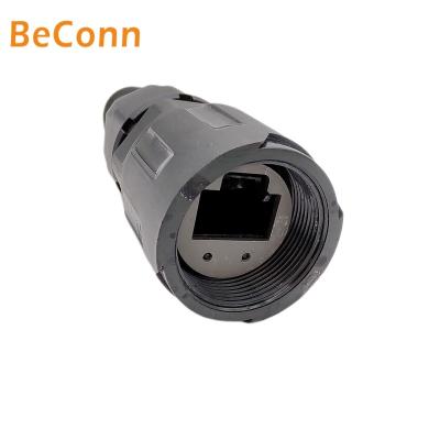 China PA66 IP68 Waterproof Waterproof RJ45 Plug Connector Bulkhead Coupler RJ45 Plug With Cable For Communication Device for sale