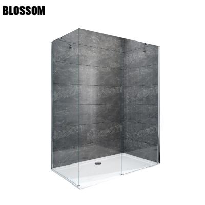 China Have Clean Glass Tempered Machine And Other Single Machinery Bathroom Bs6206 2 Piece Walk In Fixed Glass Frameless Extension Screen Shower Stall for sale