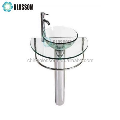 China Shampoo Sinks Pedestal Bathroom Cabinet Glass Vessel Vanity Drop Down Wash Basin for sale