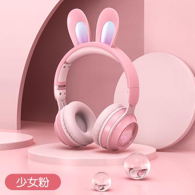 China New KE-01 RGB In-Ear Rabbit Hook Voice LED Ear Headphones Foldable Bluetooth Headset With Mic For Girls for sale