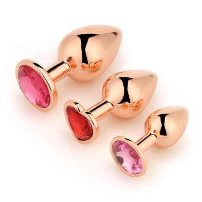 China Brand New Aluminum Alloy Colors Customization Anal Toys Small Rose Pink Gold Anal Butt Plugs Custom for sale