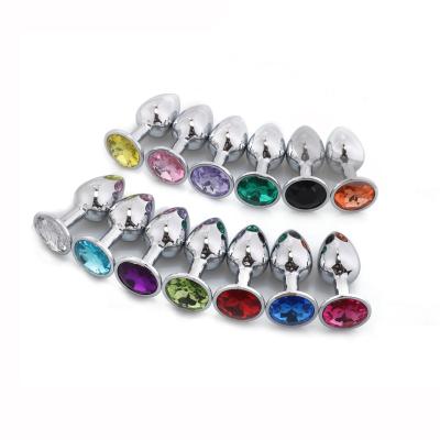 China Hot Selling Aluminum Alloy Anal Plug Metal With Jewel Cheap Anal Toys Small Dilator Butt Crystal Anal Plug For Women for sale