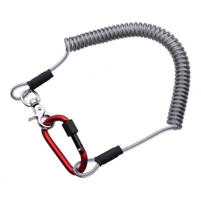 China High Quality PU Tool Safety Lanyard Spring Coil Cable Steel Wire Rope With Metal Lock for sale