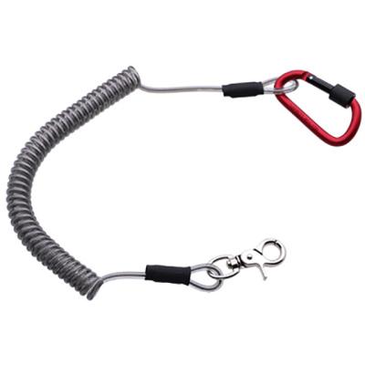 China PU Safety High Quality Stainless Rope Spring Coil Cable Tool Diving Retractable Lanyard for sale