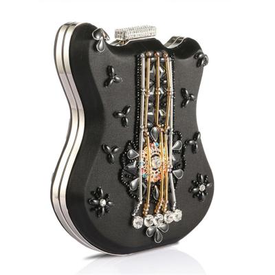 China Fashoion TLB-8D474 Fashion Violin Shape Beaded Women Bags Rhinestone Guitar Party Luxury Evening Clutch Bag for sale