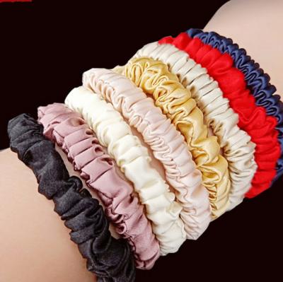 China THB-8C673 Korea 100% Silk Elastic Hairband For Girls Lady Solid Color Scrunchies Hair Ponytail Holder for sale