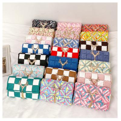 China Fashoion TLB-8D493 Hand - Woven Bag Material DIY Bag Plaid Deer Chain Cross - Body Shoulder Bag for sale