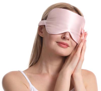 China China Hotel Travel Mulberry Solid Color EyeMask Solid Color Blindfold Black Silk Sleeping Natural Silk Eye Mask TSK-EG8C007 for sale