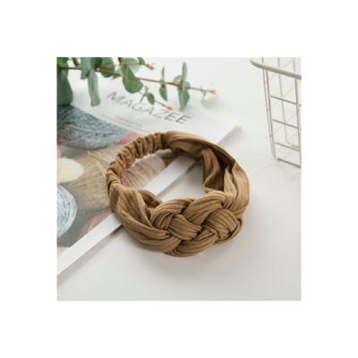 China THB-8D971 Fashion Vintage Cross Wide Headband For Women Makeup Elastic Braided Face Yoga Wash Headwear for sale