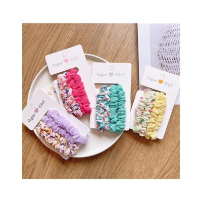 China STHB-8D991 Girls Soft Chiffon Hair Scrunchies Headband Kids Candy Color Floral Elastic Hair Ponytail Holder Customized Wholesale for sale