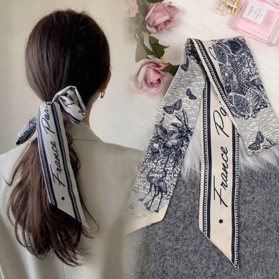 China THB-8D768 Korea Vintage Printed Hair Rope Ribbon Headband For Women Elegant Headscarf for sale