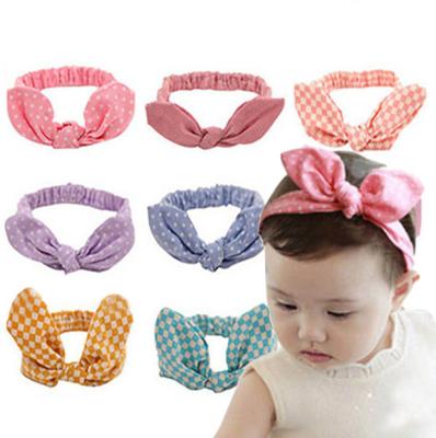 China THB-8C497 New Style Popular Hot Selling Baby Rabbit Ears Headdress Baby Hair Accessories Kids Polka Dot Headbands for sale