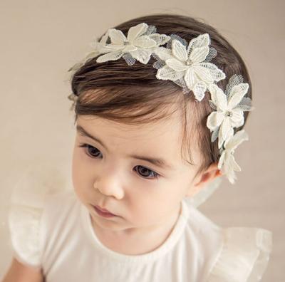 China THB-8D705 Popular Flower Princess Elastic Lace Headband For Girls for sale