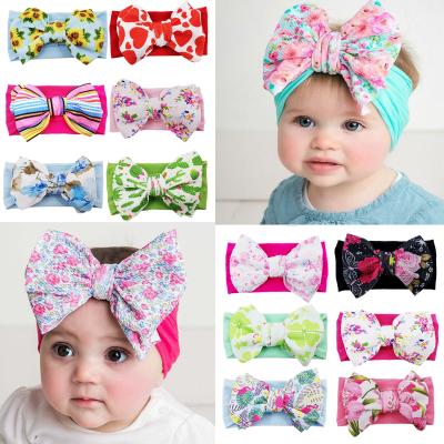 China THB-8D902 Popular Baby Headband Bowknot Turban Hair Bands For Kids Girls Elastic Headwrap Hair Accessories for sale