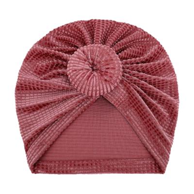 China New THB-8D977 Soft Baby Turban Hat Toddler Kids Baby Boy Girls Donut Beanie Hat Solid Headwrap for sale