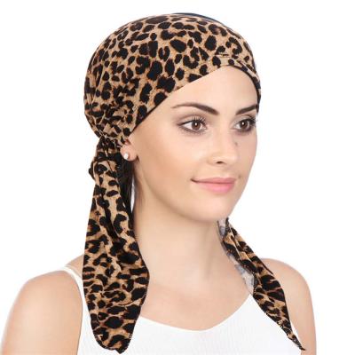 China Girls Hair Decoration THB-8D881 Flower Print Leopard Zebra Tie Dyed Gradient Muslim Hijab Hat Baotou Hat for sale