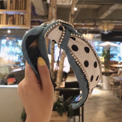 China THB-8C457 European Wide Spot Polka Dot Hair Band Headband Women Silk Hair Circle for sale