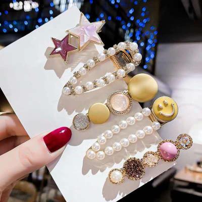 China THB-8C249 Hotsale Women Jewelry Pearl Hairpin Hair Clip Popular Geometric Accessories Acrylic Hair Clips for sale