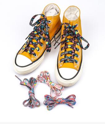 China Party Flat Dance Christmas Sneaker Shoe Lace Thermal Transfer Polyester Colorful Fruit Skating Flat Laces for sale