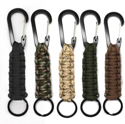 China Multi Functional Outdoor Custom Survival Paracord Tactical Colors Keychain Key Chain With Carabiner 550 Paracord Key Chain for sale