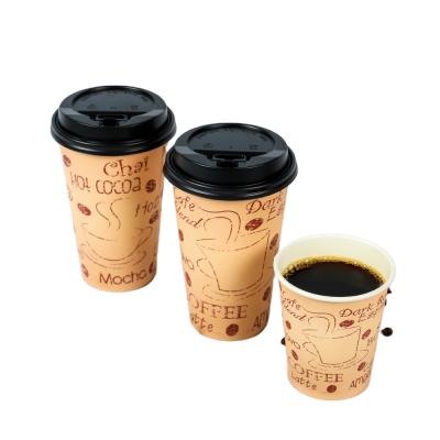 China Disposable 12 Oz Customized Disposable Paper Cups With Lids For Coffee Tea Drink for sale