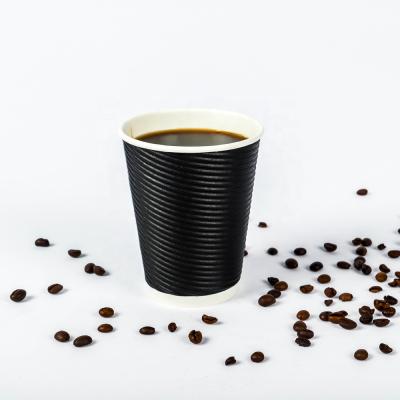 China Disposable Disposable Take Away Corrugated Paper Coffee Cups With Lids Corrugate Wallpaper Cups For Coffee Tea Hot Drink for sale