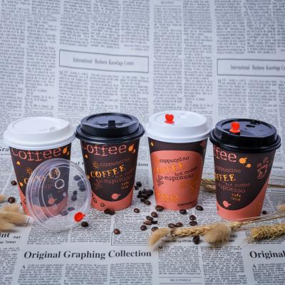 China 8oz Disposable Coffee Disposable Custom Logo Printed Paper Cup With Lids Take Away Paper Cup For Hot Drink for sale