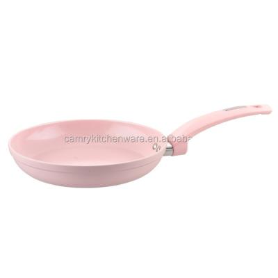 China Durable Forged Aluminum Ceramic Coating Pink Frying Pan for sale