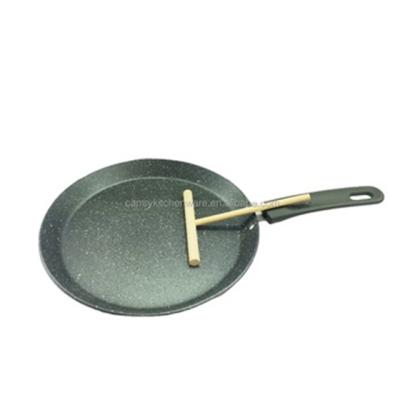 China Sustainable Aluminum Marble Stone Coating Pancake Pan With Silicone Handle for sale