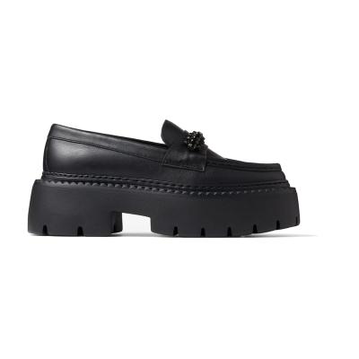 China 2023 hot sale new fashion new design women loafers black calfskin shoes ladies flat loafers for sale