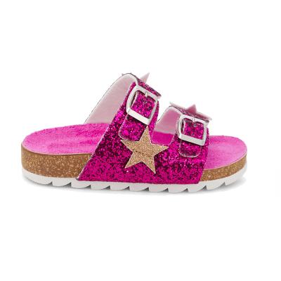 China Factory Wholesale Price Flat Custom Logo Shiny Pink Cute Glitter Shoes Kids Girl for sale