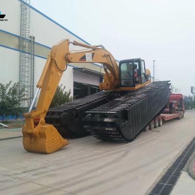 China Building Material Stores Sell Excavator and Dredge Digger Excavator Pontoon Swamp Undercarriage SY215 Amphibious Loose Pontoon Parts For Sale for sale