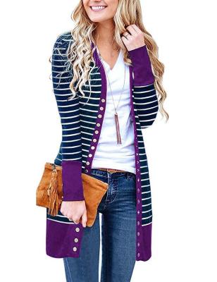 China Anti-wrinkle 2021 Ladies Stripe Anorak Mid Length Women Coat Spring Autumn Clothes Women Jackets And Coated for sale