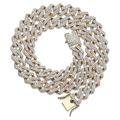 China Miss Jewelry Hip Hop 18K Gold Diamond Necklace Iced Out Cuban Custom Link Diamond Chain For Men CLASSIC for sale