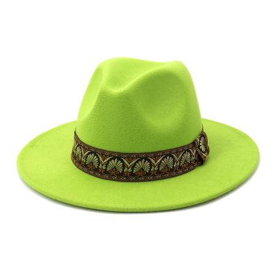 China Wholesale New Men's&Women Fedora Wide Brim Panama Style Cheap Plush Fedora Felt Hats for sale